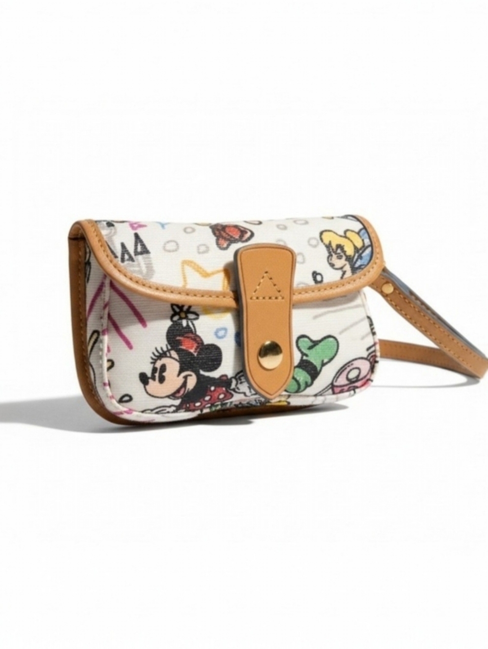 Dooney & Bourke Disney Sketch Wristlet Mickey Minnie Tinker Bell Rare Retired